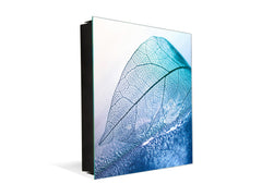 Decorative Key Box with Magnetic Glass Dry-Erase Board KN14 Nature series : Transparent blue leaf