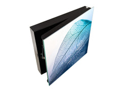 Decorative Key Box with Magnetic Glass Dry-Erase Board KN14 Nature series : Transparent blue leaf