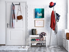 Decorative Key Box with Magnetic Glass Dry-Erase Board KN14 Nature series : Leaf on a mirror surface 2