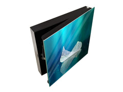 Decorative Key Box with Magnetic Glass Dry-Erase Board KN14 Nature series : Leaf on a mirror surface 2
