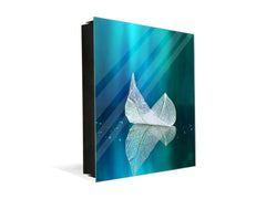 Decorative Key Box with Magnetic Glass Dry-Erase Board KN14 Nature series : Leaf on a mirror surface 2