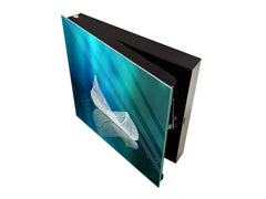 Decorative Key Box with Magnetic Glass Dry-Erase Board KN14 Nature series : Leaf on a mirror surface 2