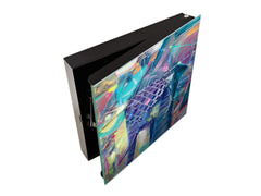 Wall Mount Key Box together with Decorative Dry Erase Board KN15 Art Series : Abstract Indian elephant