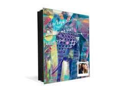 Wall Mount Key Box together with Decorative Dry Erase Board KN15 Art Series : Abstract Indian elephant