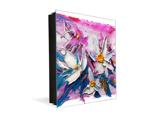 Wall Mount Key Box together with Decorative Dry Erase Board KN15 Art Series : Bouquet of flowers