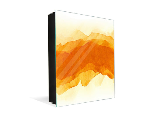 Wall Mount Key Box together with Decorative Dry Erase Board KN15 Art Series : Orange watercolour