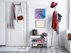 Decorative Key Box with Magnetic Glass Dry-Erase Board KN14 Nature series : Neon tropical leaves