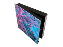 Decorative Key Box with Magnetic Glass Dry-Erase Board KN14 Nature series : Neon tropical leaves