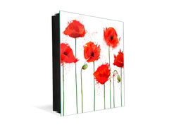 Decorative Key Box with Magnetic Glass Dry-Erase Board KN14 Nature series : Poppy seed flowers