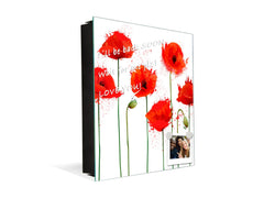 Decorative Key Box with Magnetic Glass Dry-Erase Board KN14 Nature series : Poppy seed flowers