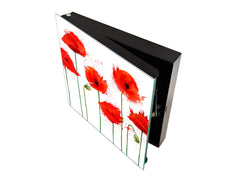 Decorative Key Box with Magnetic Glass Dry-Erase Board KN14 Nature series : Poppy seed flowers
