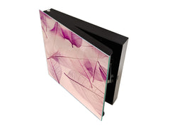 Decorative Key Box with Magnetic Glass Dry-Erase Board KN14 Nature series : Transparent purple leaves