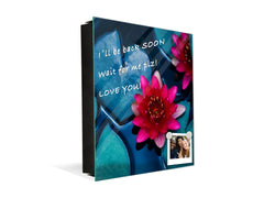 Decorative Key Box with Magnetic Glass Dry-Erase Board KN14 Nature series : Pink lotus flower