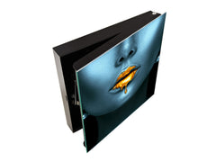 Wall Mount Key Box together with Decorative Dry Erase Board KN15 Art Series : Golden lips 2
