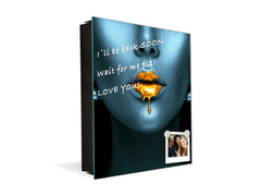Wall Mount Key Box together with Decorative Dry Erase Board KN15 Art Series : Golden lips 2