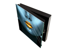 Wall Mount Key Box together with Decorative Dry Erase Board KN15 Art Series : Golden lips 2