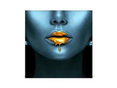 Wall Mount Key Box together with Decorative Dry Erase Board KN15 Art Series : Golden lips 2