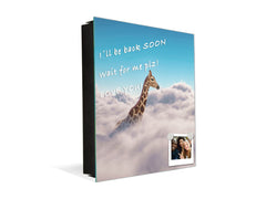 Decorative Key Box with Magnetic Glass Memo Board - Tempered Glass Wall Art - KN21 Abstract Concepts Series 1 : Giraffe above Clouds