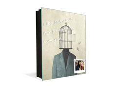 Decorative Key Box with Magnetic Glass Whiteboard – Stylish Home Organizer –Multi-Functional Key Cabinet with Glass Markerboard – Wall Organizer for Home & Office - KN23 Abstract Concepts Series 2 : An Illusion of Freedom