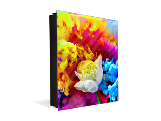 Wall Mount Key Box together with Decorative Dry Erase Board KN15 Art Series : Lotus explosion