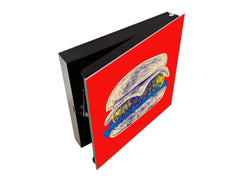 Key Storage Box with Magnetic Glass Whiteboard – Sleek Wall-Mounted Organizer – Magnetic Dry-Erase Key Holder – Decorative Key Organizer for Entryways & Offices – KN24 Pop Art Series : Pop Art Burger 3