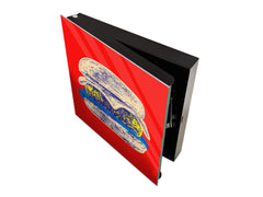 Key Storage Box with Magnetic Glass Whiteboard – Sleek Wall-Mounted Organizer – Magnetic Dry-Erase Key Holder – Decorative Key Organizer for Entryways & Offices – KN24 Pop Art Series : Pop Art Burger 3