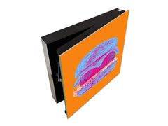 Key Storage Box with Magnetic Glass Whiteboard – Sleek Wall-Mounted Organizer – Magnetic Dry-Erase Key Holder – Decorative Key Organizer for Entryways & Offices – KN24 Pop Art Series : Pop Art Burger 4