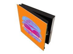 Key Storage Box with Magnetic Glass Whiteboard – Sleek Wall-Mounted Organizer – Magnetic Dry-Erase Key Holder – Decorative Key Organizer for Entryways & Offices – KN24 Pop Art Series : Pop Art Burger 4