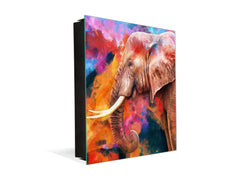 Decorative Key Organizer with Magnetic Surface Dry-Erase Board KN17 Animals Series : Colourful elephant