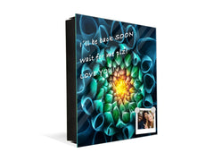 Decorative Key Box with Magnetic Glass Dry-Erase Board KN14 Nature series : Blue-green flower