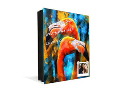 Decorative Key Organizer with Magnetic Surface Dry-Erase Board KN17 Animals Series : Colourful flamingos