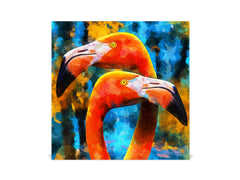 Decorative Key Organizer with Magnetic Surface Dry-Erase Board KN17 Animals Series : Colourful flamingos