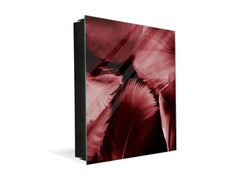 Key Cabinet Storage Box with Frameless Glass White Board KN16 Textures Series : White and red feathers