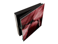 Key Cabinet Storage Box with Frameless Glass White Board KN16 Textures Series : White and red feathers
