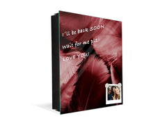 Key Cabinet Storage Box with Frameless Glass White Board KN16 Textures Series : White and red feathers