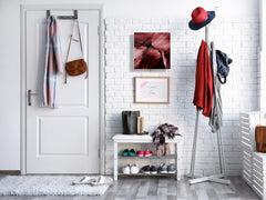 Key Cabinet Storage Box with Frameless Glass White Board KN16 Textures Series : White and red feathers