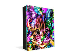 Decorative Key Organizer with Magnetic Surface Dry-Erase Board KN17 Animals Series : Colourful cat