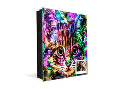 Decorative Key Organizer with Magnetic Surface Dry-Erase Board KN17 Animals Series : Colourful cat