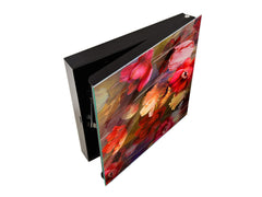 Decorative Key Box with Magnetic Glass Dry-Erase Board KN14 Nature series : Horizontal flowers