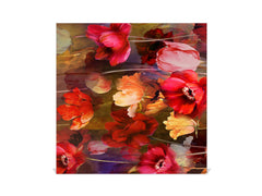 Decorative Key Box with Magnetic Glass Dry-Erase Board KN14 Nature series : Horizontal flowers