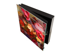 Decorative Key Box with Magnetic Glass Dry-Erase Board KN14 Nature series : Horizontal flowers