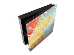 Decorative Key Box with Magnetic Glass Dry-Erase Board KN14 Nature series : Botanical wall art.