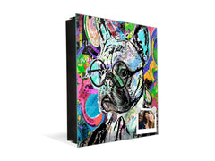 Decorative Key Organizer with Magnetic Surface Dry-Erase Board KN17 Animals Series : Colourful bulldog