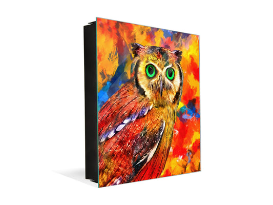 Decorative Key Organizer with Magnetic Surface Dry-Erase Board KN17 Animals Series : Colourful owl