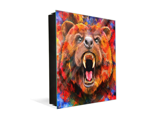 Decorative Key Organizer with Magnetic Surface Dry-Erase Board KN17 Animals Series : Colourful bear