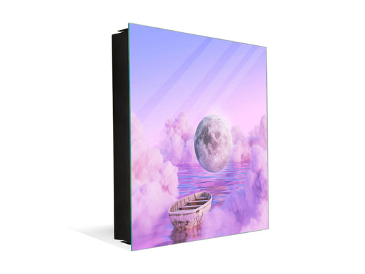 Wall-Mounted Key Storage and Decorative Dry-Erase Board Combo - KN20 Colorful Illustrations Series : Surreal Dream Clouds