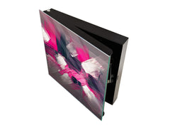 Decorative Key Box with Magnetic Glass Whiteboard – Stylish Home Organizer –Multi-Functional Key Cabinet with Glass Markerboard – Wall Organizer for Home & Office - KN23 Abstract Concepts Series 2 : Modern Disarray