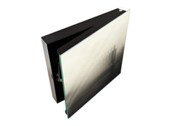 Decorative Key Box with Magnetic Glass Whiteboard – Stylish Home Organizer –Multi-Functional Key Cabinet with Glass Markerboard – Wall Organizer for Home & Office - KN23 Abstract Concepts Series 2 : Foggy Shadows