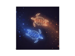 Key Cabinet with Glass Dry-Erase Board – Elegant Key Storage for Home, Office & Airbnb – Magnetic Glass Whiteboard & Key Holder – KN22 Modern Art Series : Neon Turtles