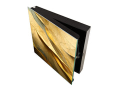 Decorative Key Box with Magnetic Glass Memo Board - Tempered Glass Wall Art - KN21 Abstract Concepts Series 1 : Golden Structure